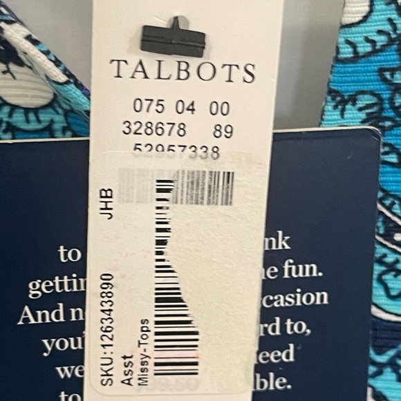 Talbots RSVP Women's Blue Paisley lined Top Blouse Size 2 side zip NWT - Picture 4 of 13